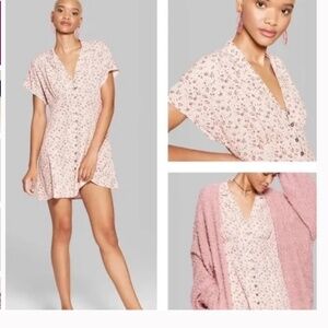 Wild Fable Light Pink Floral Mini Dress - Size Large